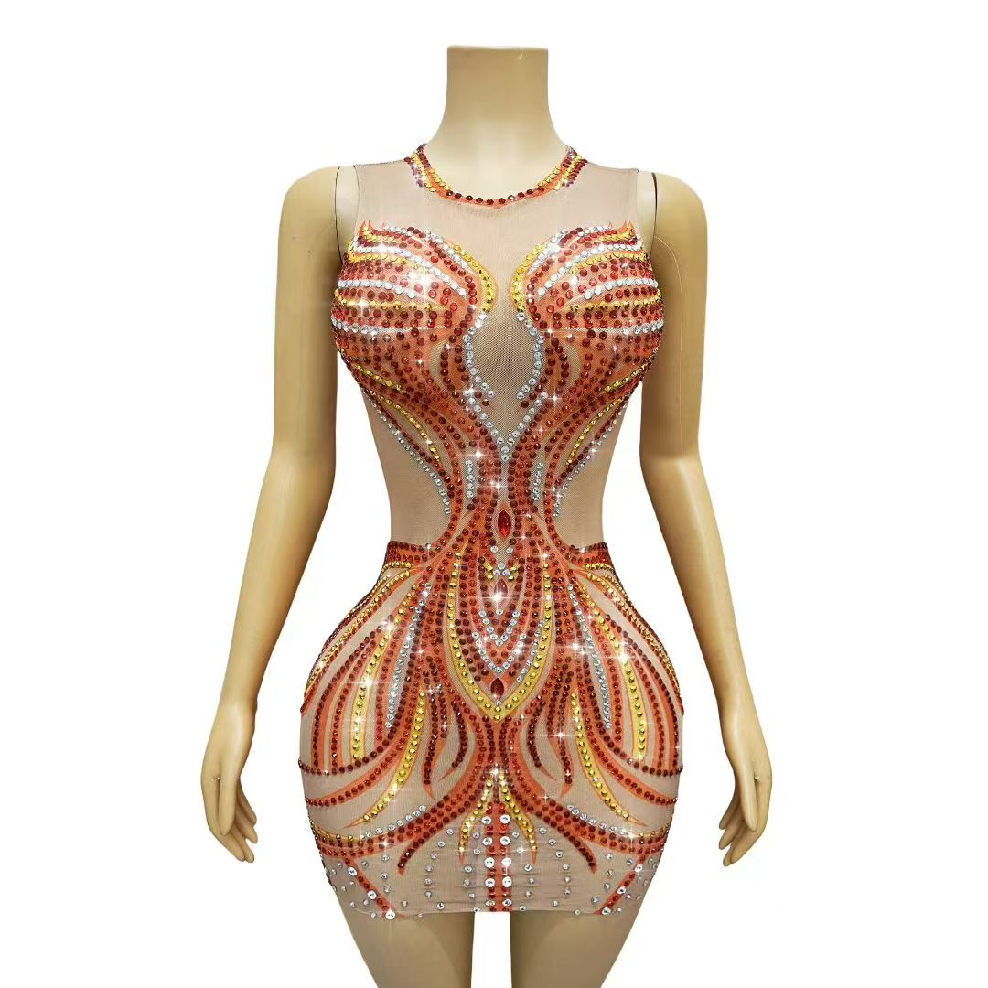 Women Sparkly Rhinestones Mesh - đánh giá và giá Sparkly Rhinestone Club Party Dress