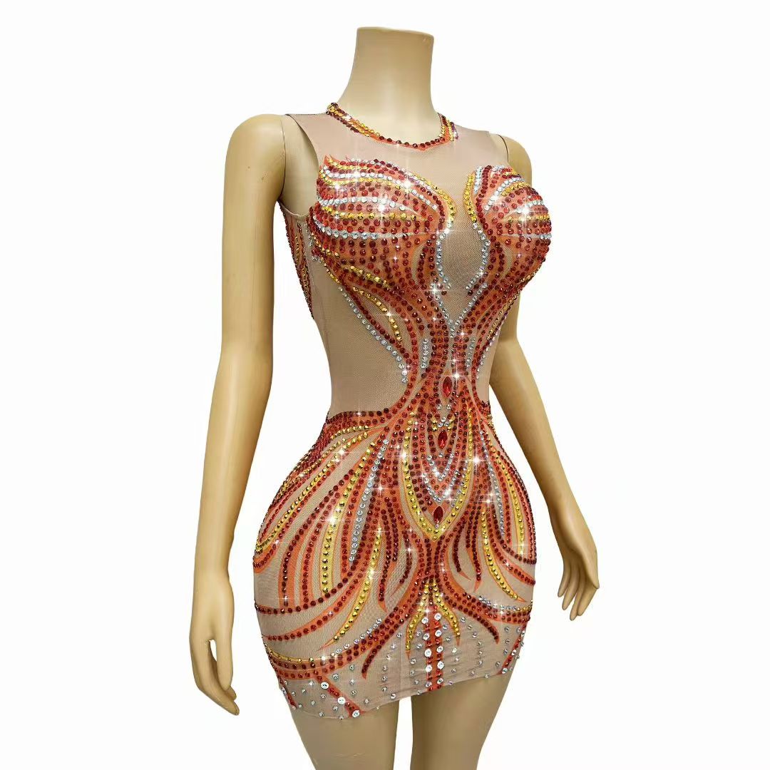 Women Sparkly Rhinestones Mesh - đánh giá và giá Sparkly Rhinestone Club Party Dress