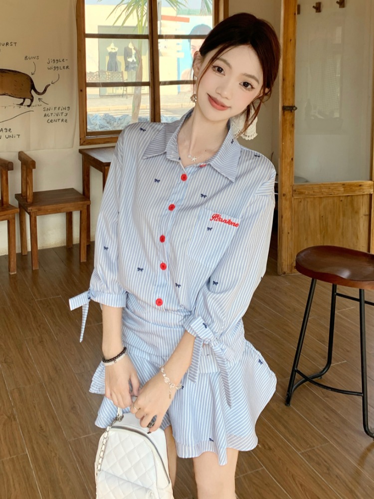 Korean Style Casual Striped Sh - đánh giá và giá Korean Style A Line Shirt Dress