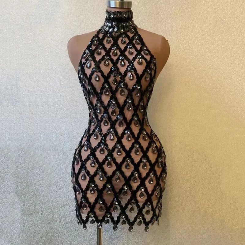 Sparkly Rhinestone Mesh Halter - đánh giá và giá Sparkly Rhinestone Club Party Dress