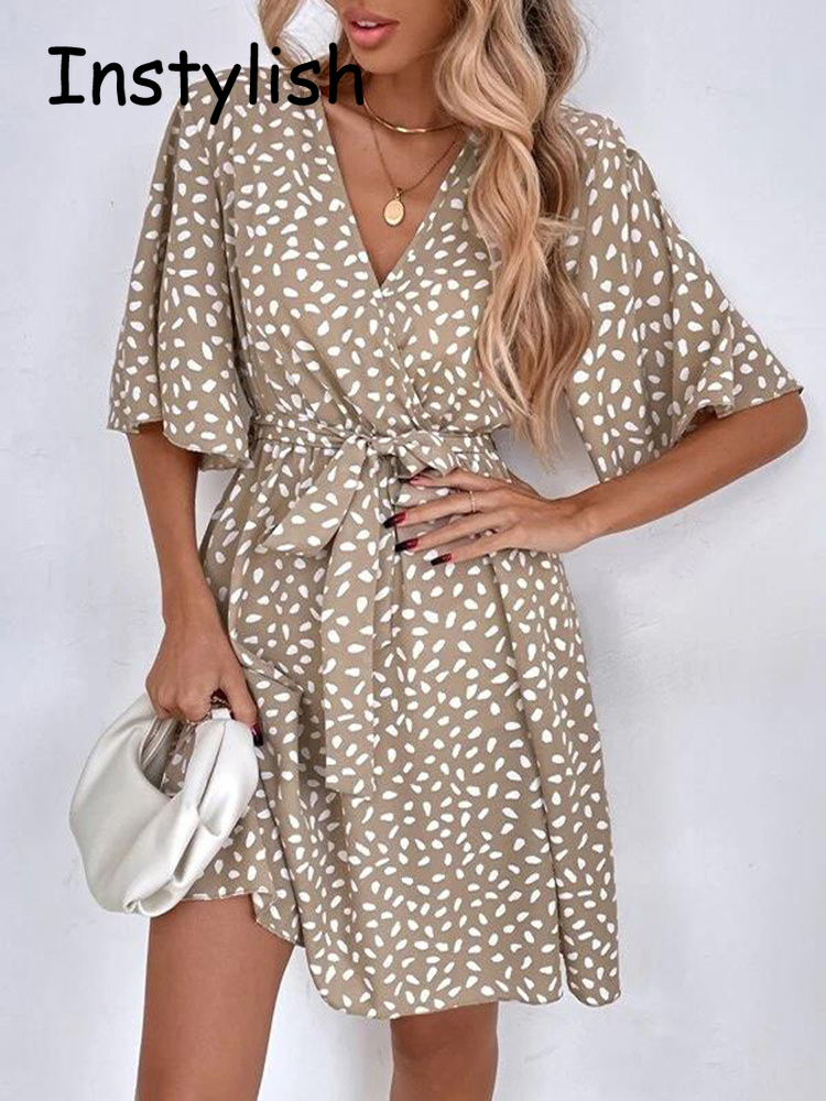 Casual Dot Print Mini Dress wi - đánh giá và giá French Vintage Floral Midi Dress