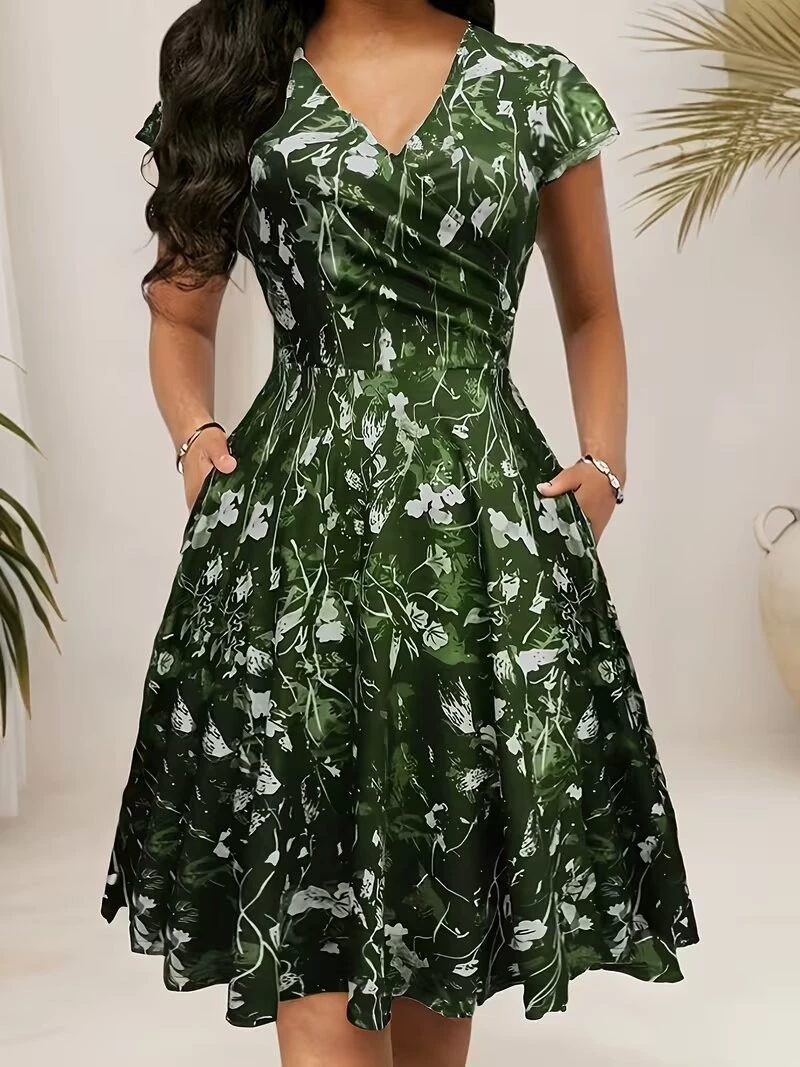 2026 Summer Round Neck Long Dr - đánh giá và giá French Vintage Floral Midi Dress
