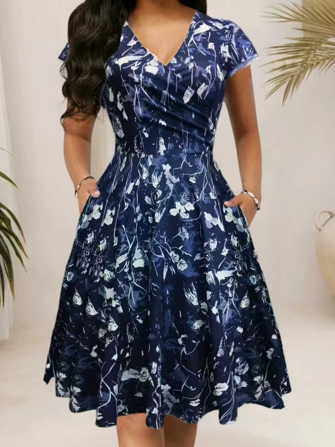 2026 Summer Round Neck Long Dr - đánh giá và giá French Vintage Floral Midi Dress