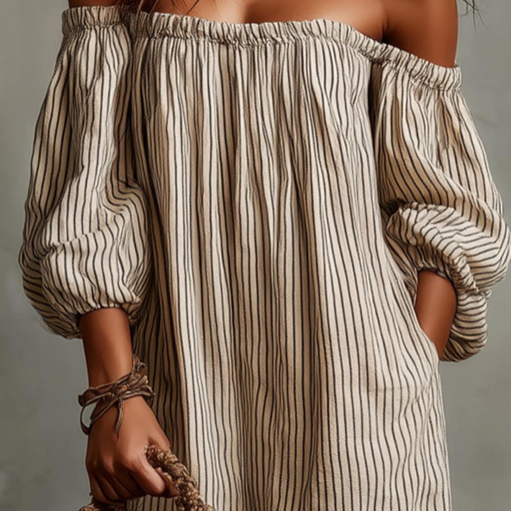 Spring Summer Women's Off Shou - đánh giá và giá Off Shoulder Puff Sleeve Sundress