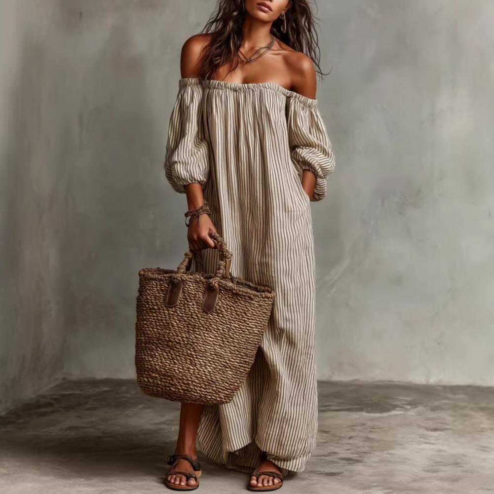 Spring Summer Women's Off Shou - đánh giá và giá Off Shoulder Puff Sleeve Sundress