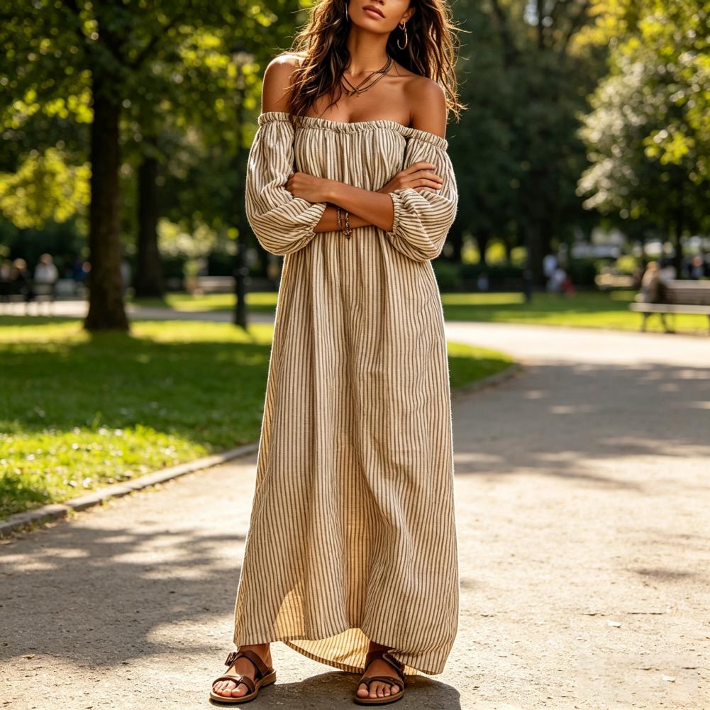 Spring Summer Women's Off Shou - đánh giá và giá Off Shoulder Puff Sleeve Sundress