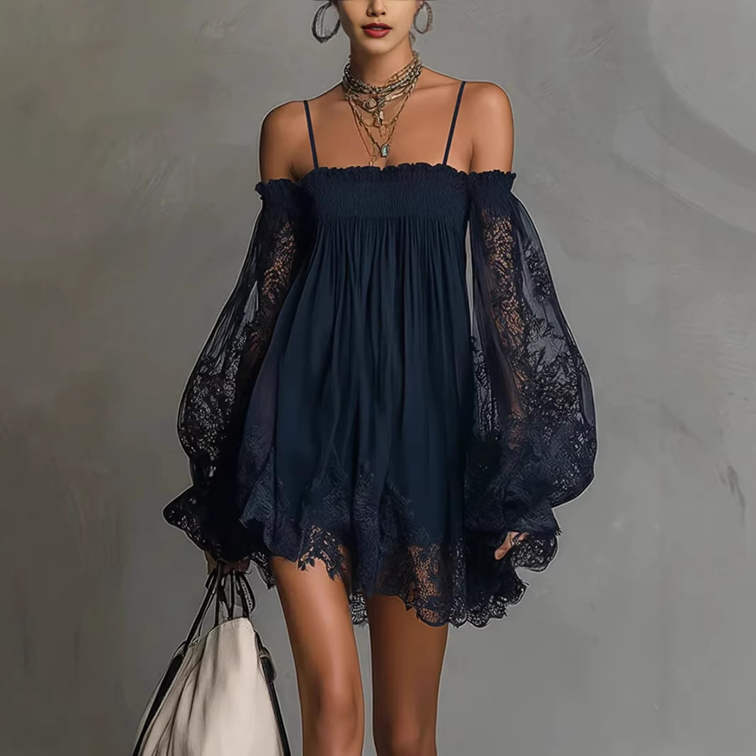 Off Shoulder Lace Mini Dress S - đánh giá và giá Off Shoulder Puff Sleeve Sundress