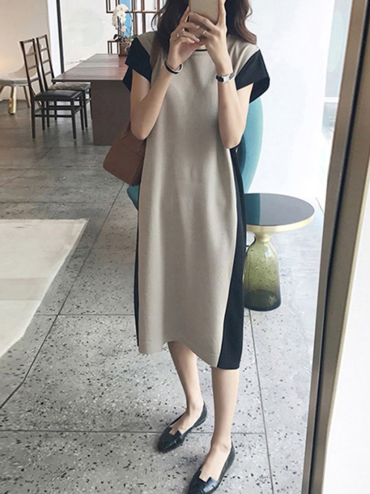 Slimming Effectiveness Mid-Len - đánh giá và giá Korean Style A Line Shirt Dress