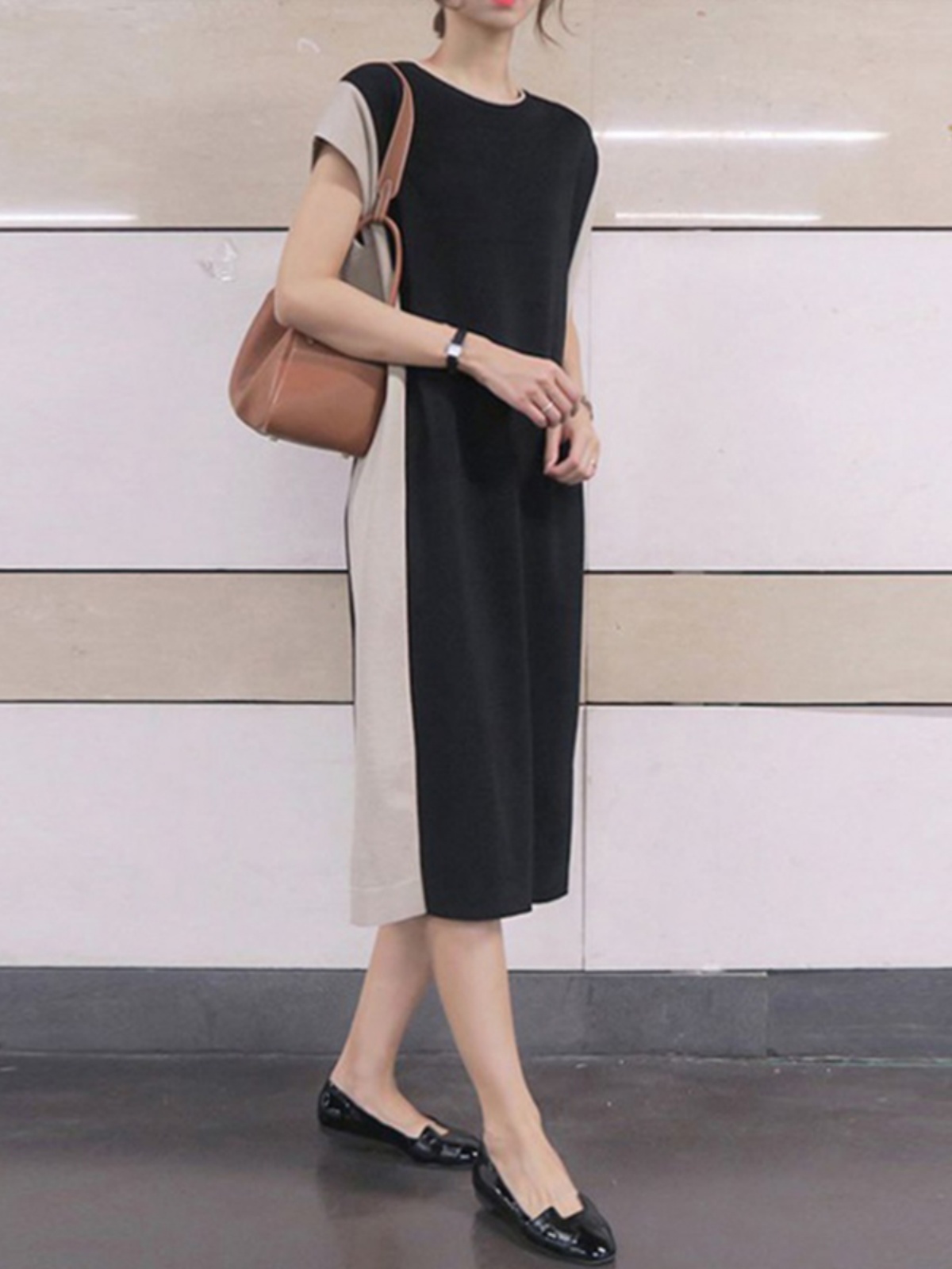 Slimming Effectiveness Mid-Len - đánh giá và giá Korean Style A Line Shirt Dress
