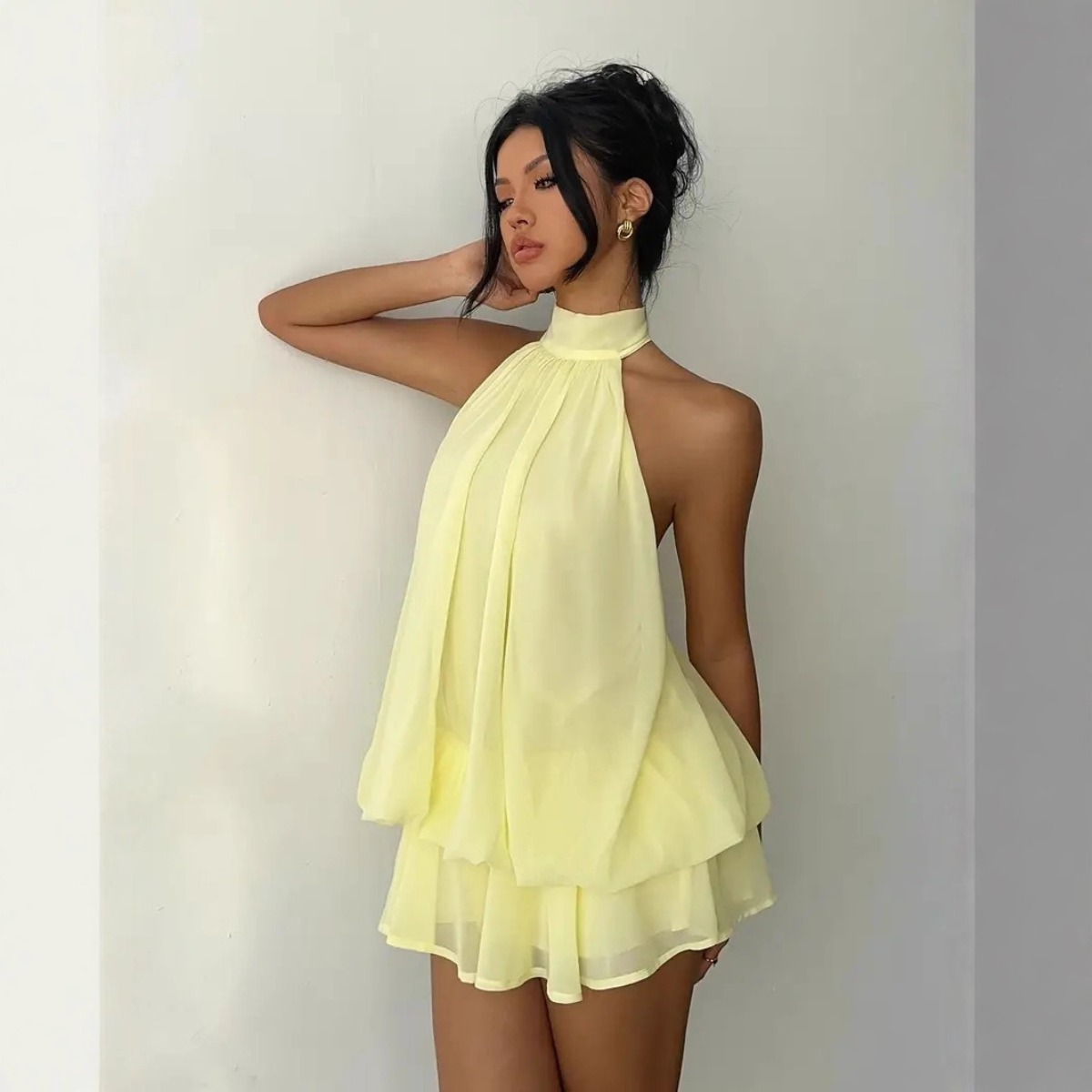 Women's Halter Neck Dress, Bac - đánh giá và giá Y2K Backless Halter Mini Dress