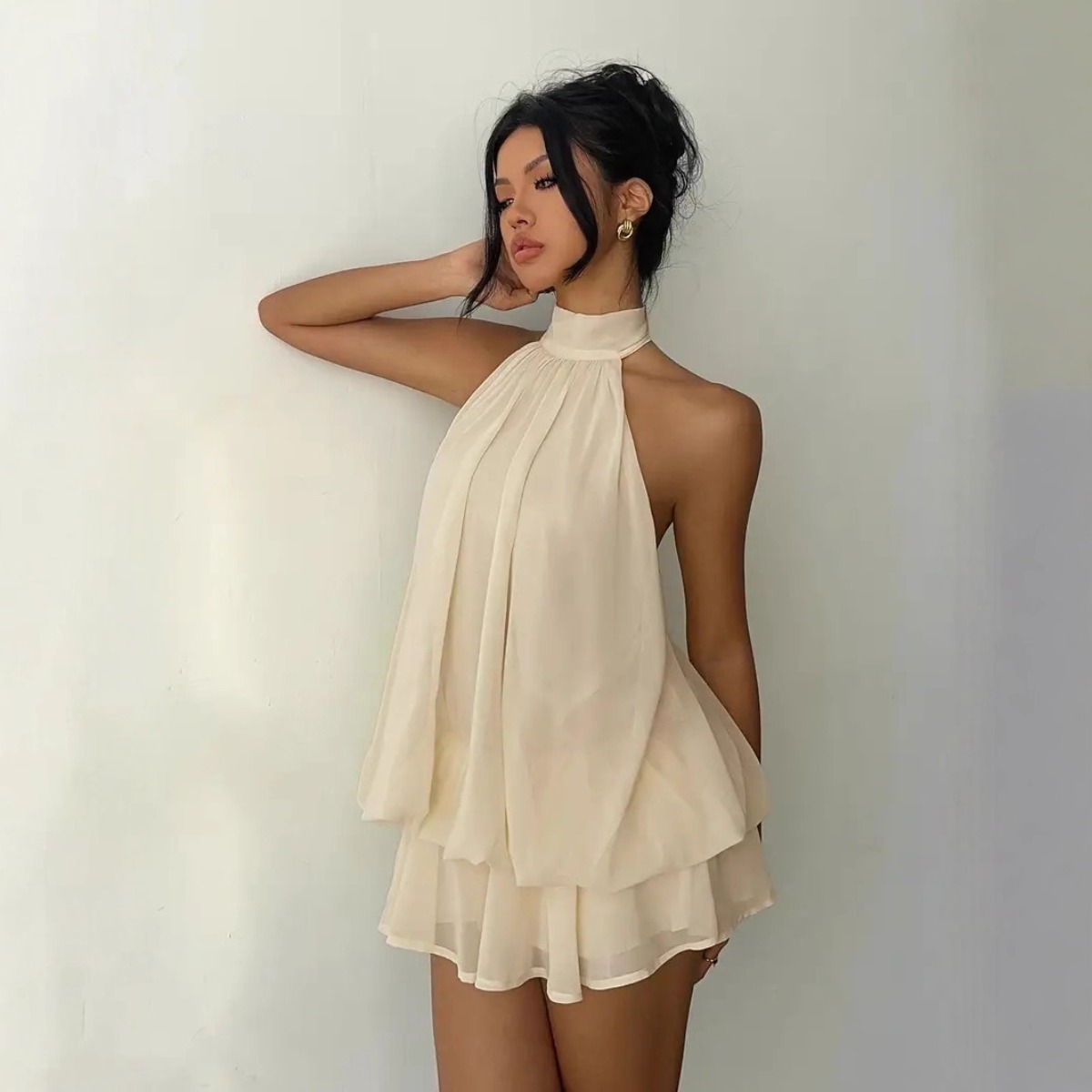 Women's Halter Neck Dress, Bac - đánh giá và giá Y2K Backless Halter Mini Dress