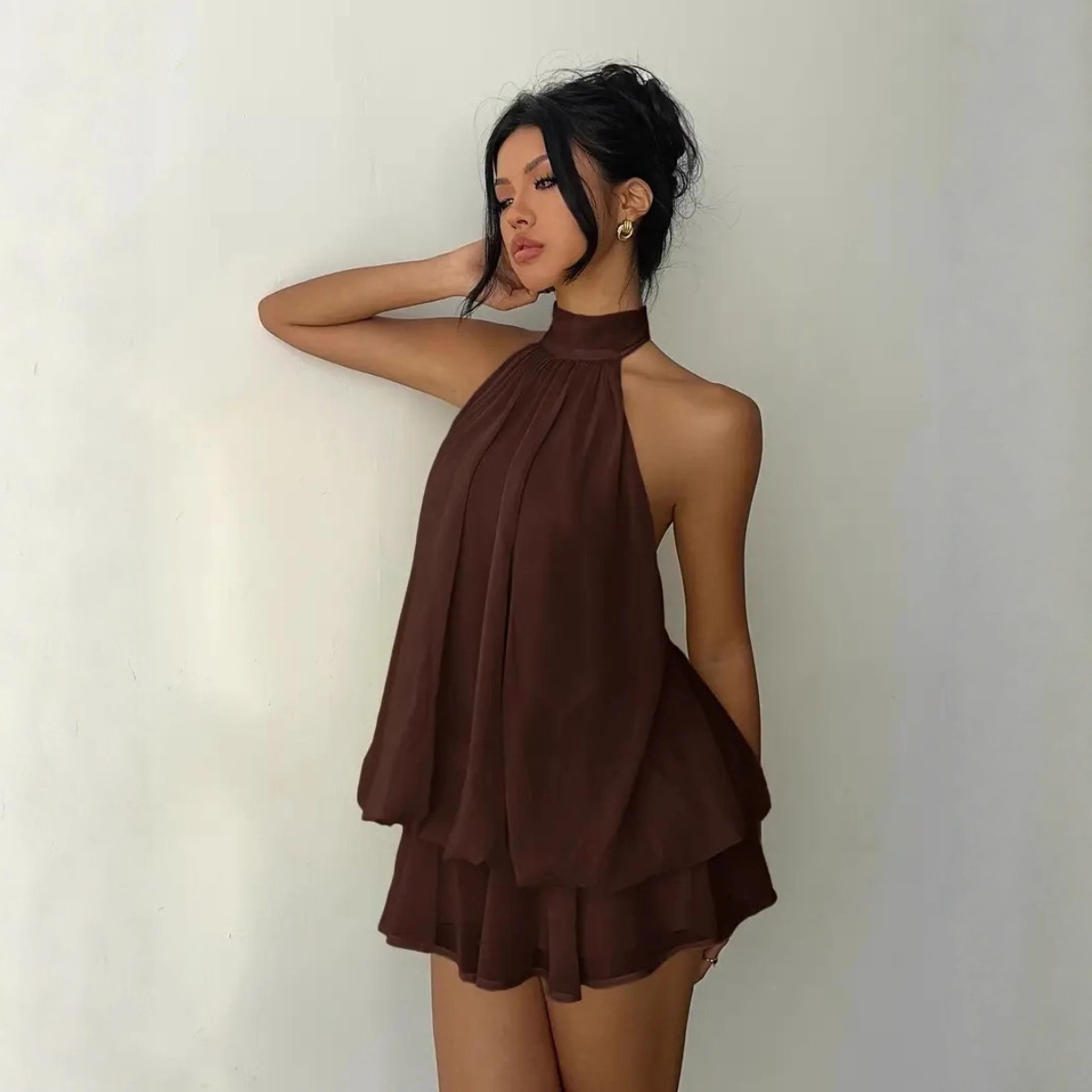 Women's Halter Neck Dress, Bac - đánh giá và giá Y2K Backless Halter Mini Dress
