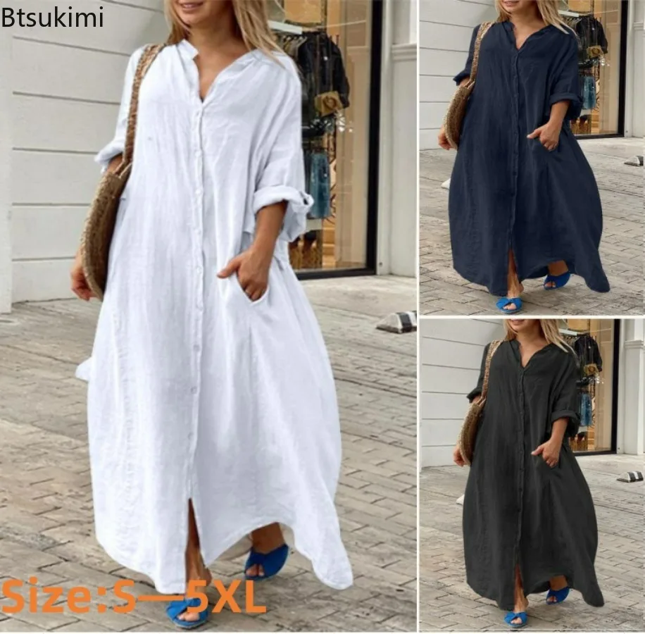2026 Women's Casual Cotton Lin - đánh giá và giá Casual Loose Linen Shirt Dress