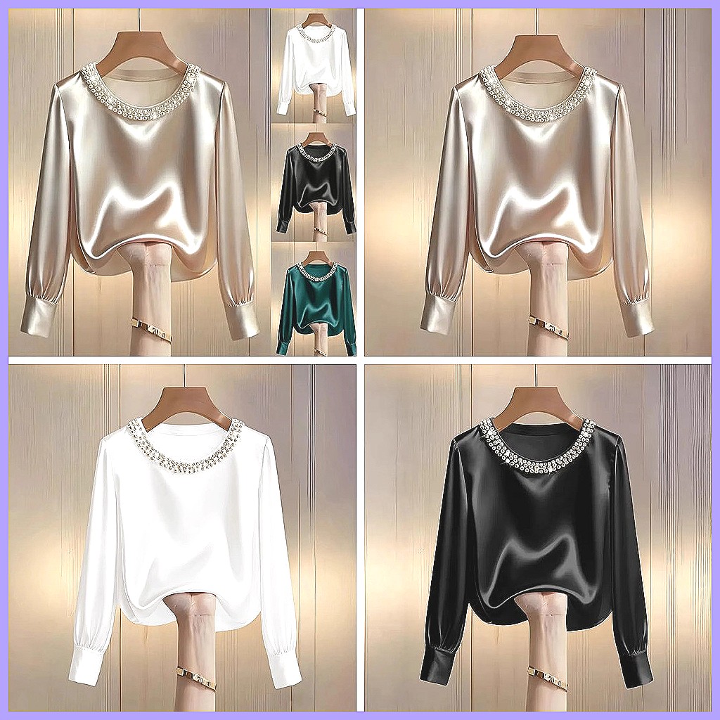Elegant Beaded Satin Blouse fo - đánh giá và giá Blouses