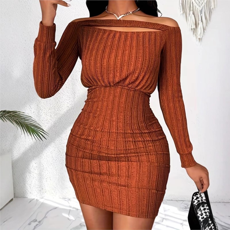 Women's Fashion Dress Spring A - đánh giá và giá Bodycon Long Sleeve Ribbed Dress