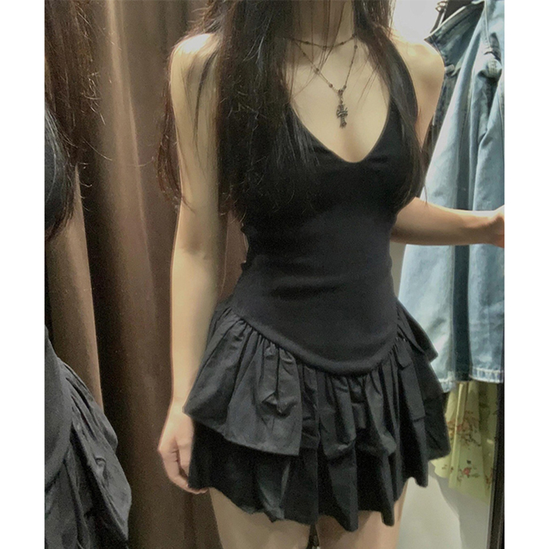 MEXZT Y2K Black Mini Dress Wom - đánh giá và giá Y2K Backless Halter Mini Dress
