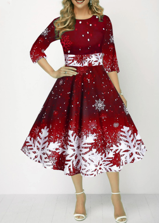 Winter Christmas Dresses Women - đánh giá và giá French Vintage Floral Midi Dress