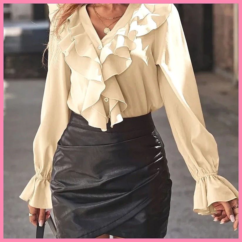 2025 Fashion V-Neck Ruffle Fla - đánh giá và giá Blouses