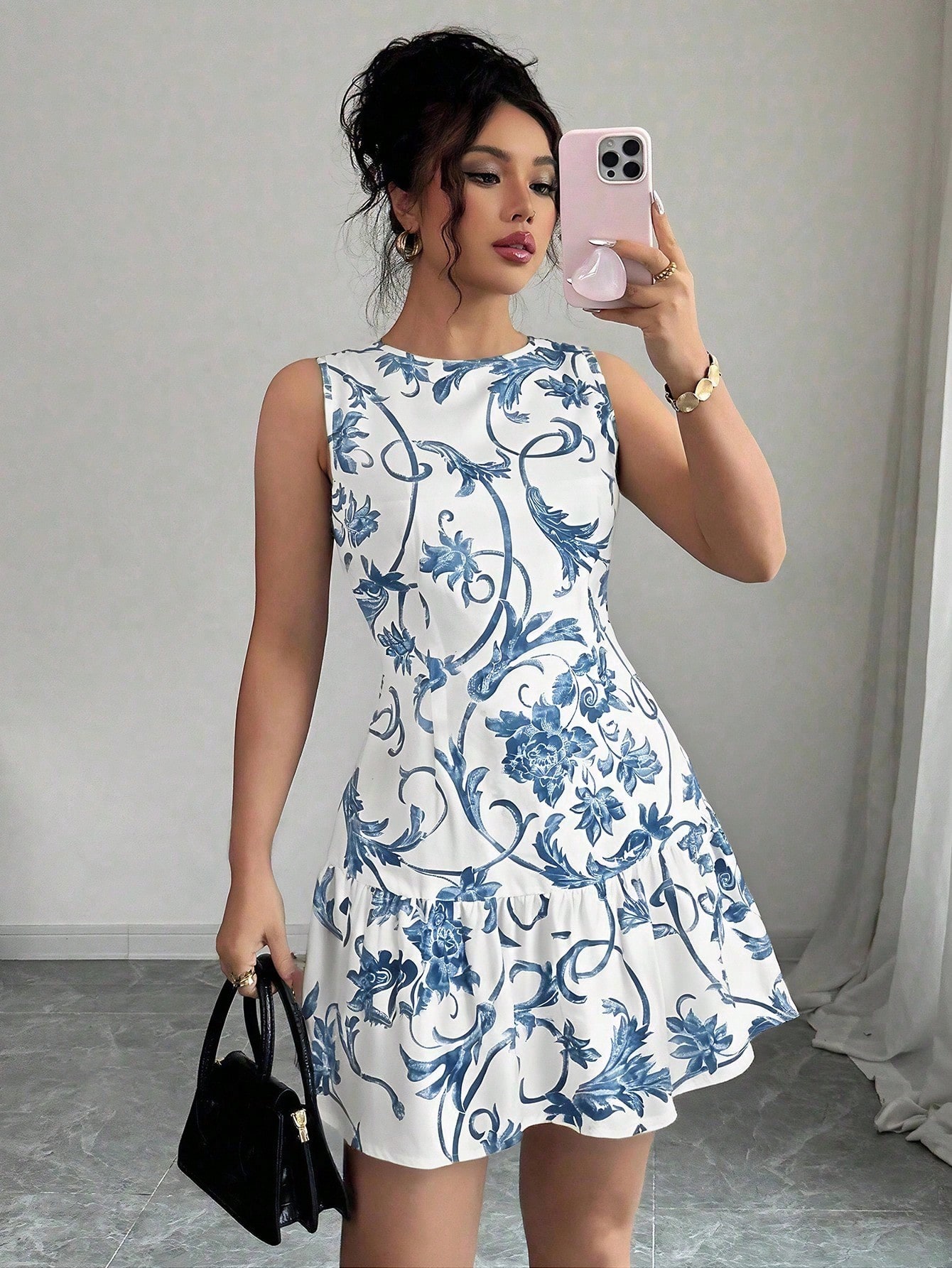 Women's Floral Print Sleeveles - đánh giá và giá French Vintage Floral Midi Dress