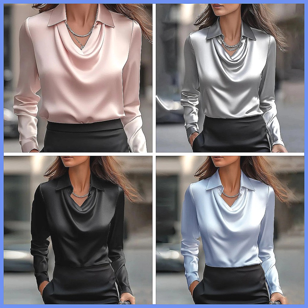 Vintage Satin Blouse Women Lon - đánh giá và giá Blouses