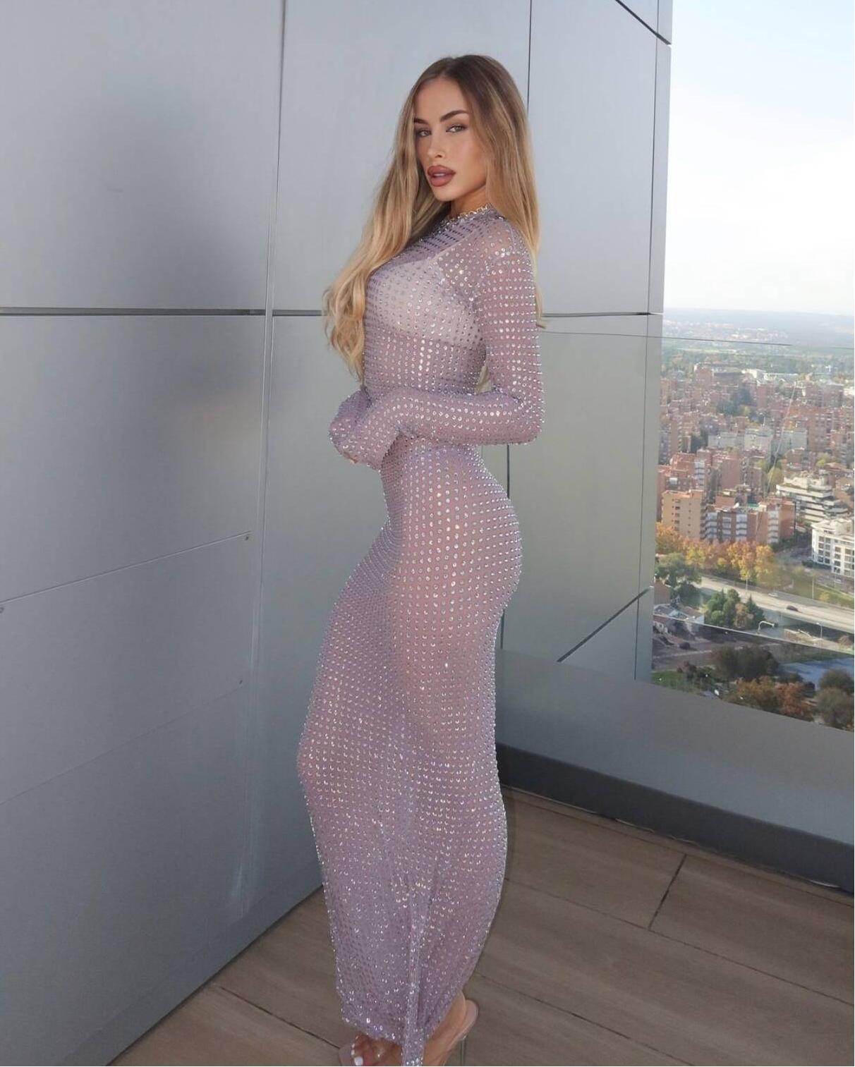 2025 New Transparent Photo Sho - đánh giá và giá Sparkly Rhinestone Club Party Dress