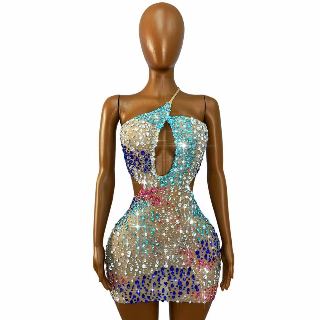 Sparkly Colorful Rhinestones W - đánh giá và giá Sparkly Rhinestone Club Party Dress