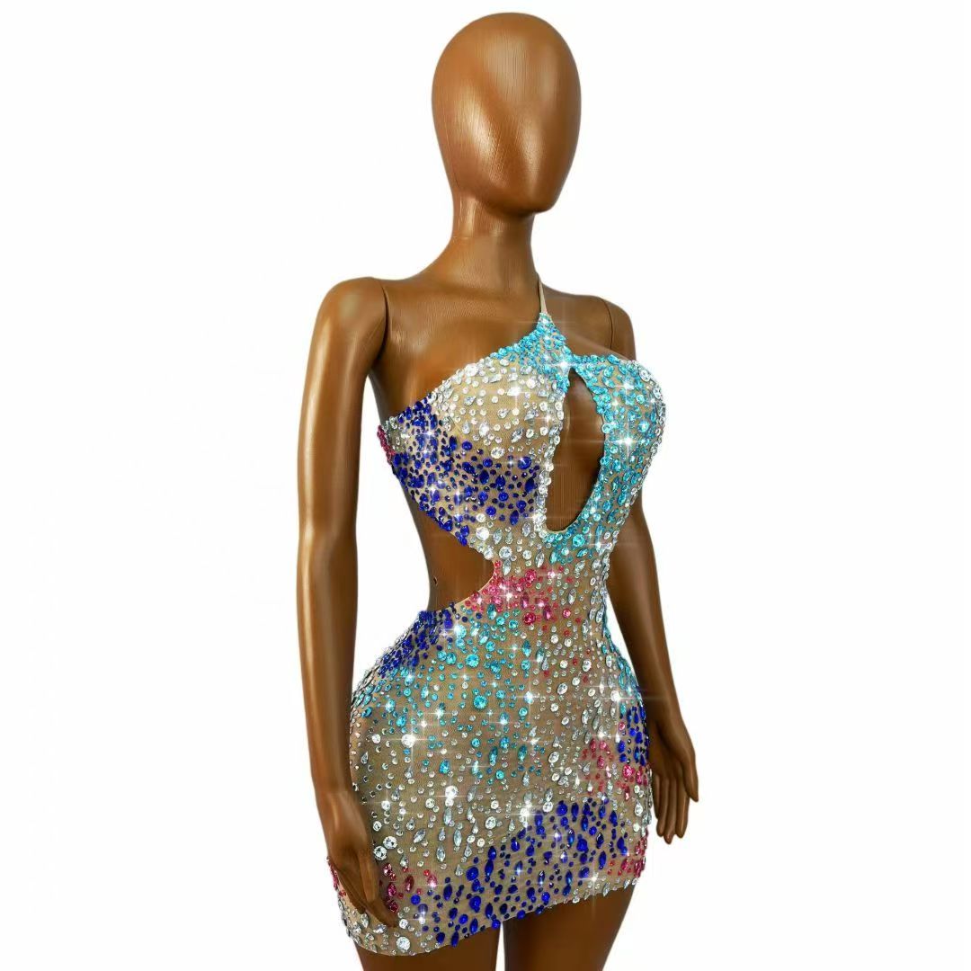 Sparkly Colorful Rhinestones W - đánh giá và giá Sparkly Rhinestone Club Party Dress