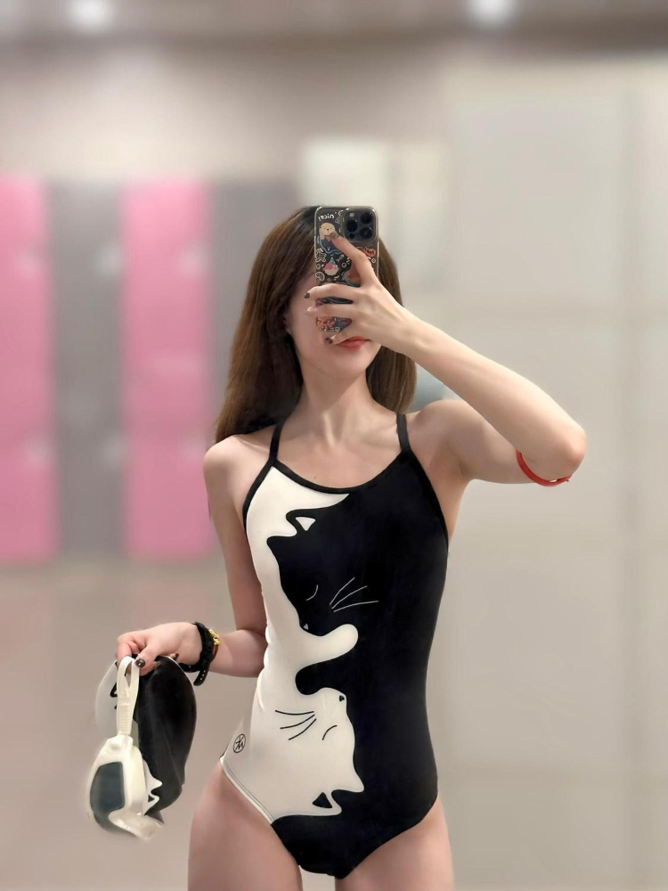Black White Kitten Print Women - đánh giá và giá Swimwear
