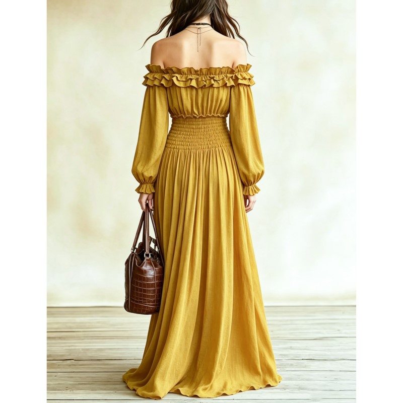 Off Shoulder Fashion Maxi Dres - đánh giá và giá Off Shoulder Puff Sleeve Sundress