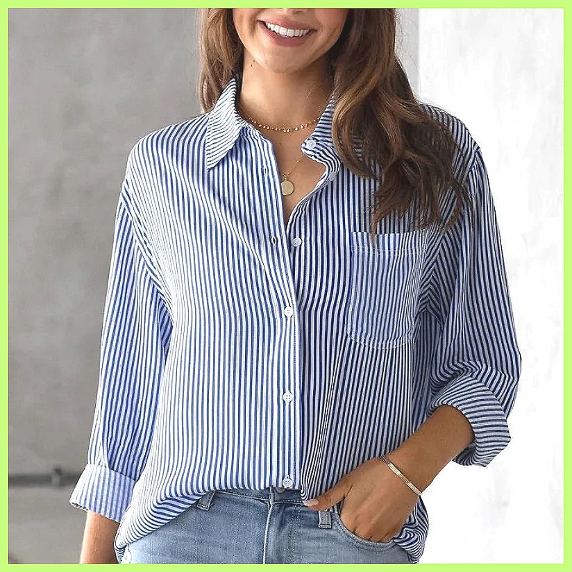 2025 New Striped Oversized Cot - đánh giá và giá Blouses