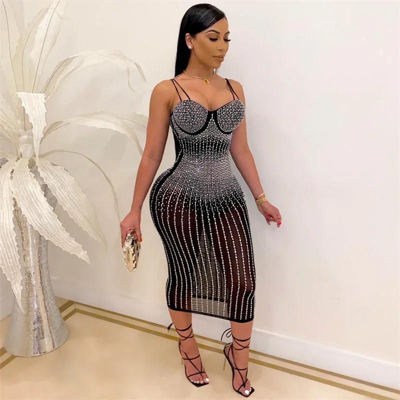 Sexy See Through Rhinestone Dr - đánh giá và giá Sparkly Rhinestone Club Party Dress