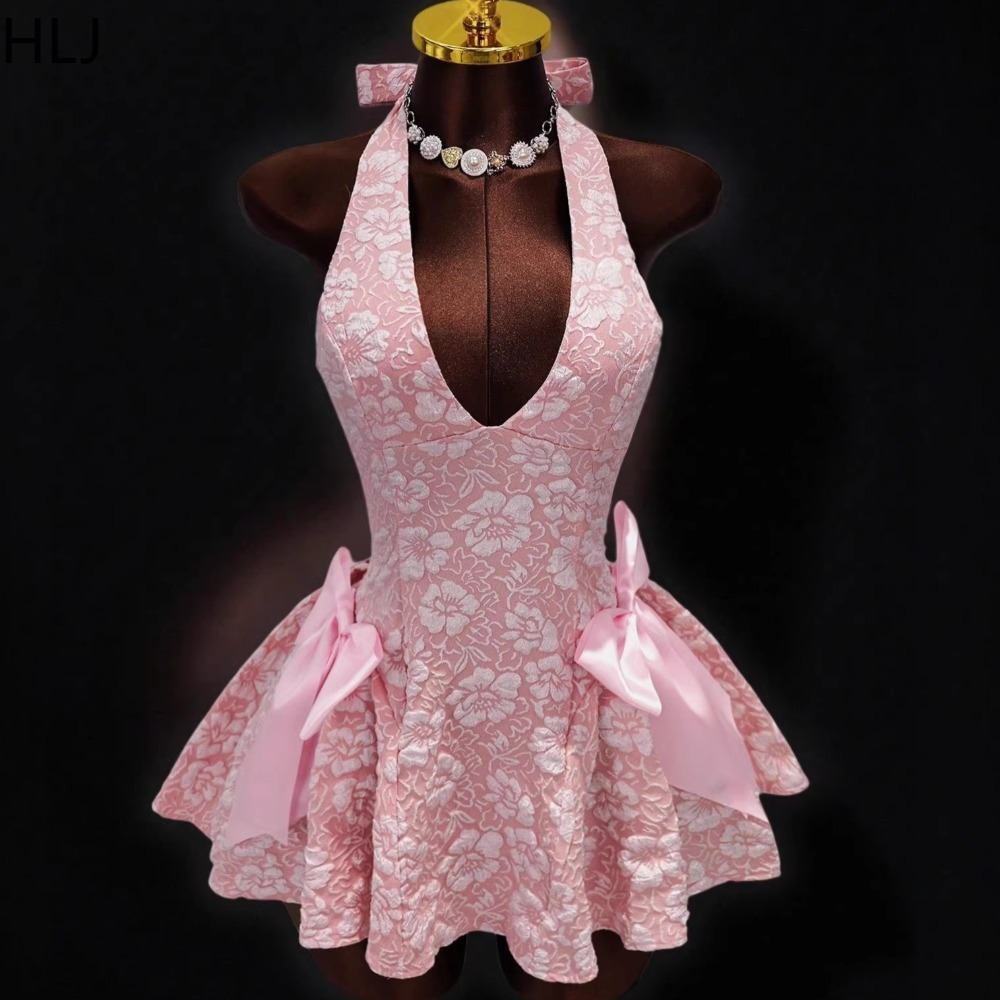 HLJ Y2K Sexy Jacquard Patchwor - đánh giá và giá Y2K Backless Halter Mini Dress