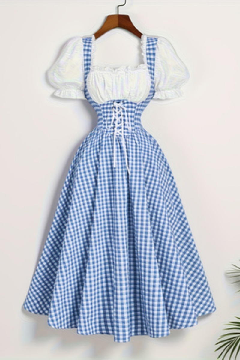 Ladies' Fashion Blue and White - đánh giá và giá French Vintage Floral Midi Dress