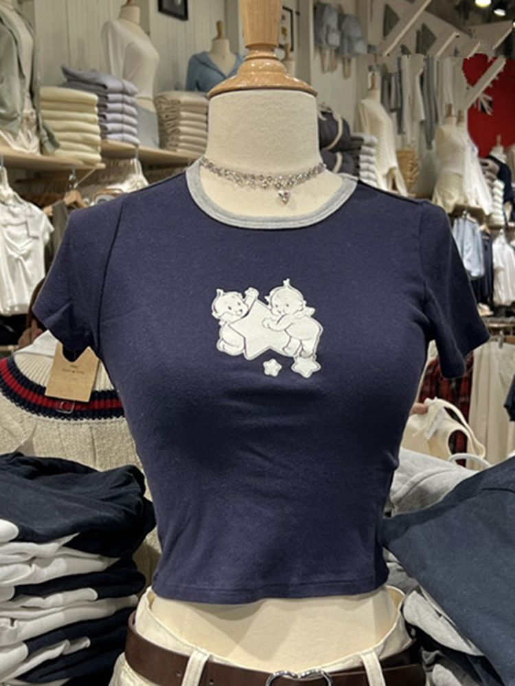 Angel Baby Graphic Slim T-shir - đánh giá và giá Y2K Graphic Baby Tee Crop