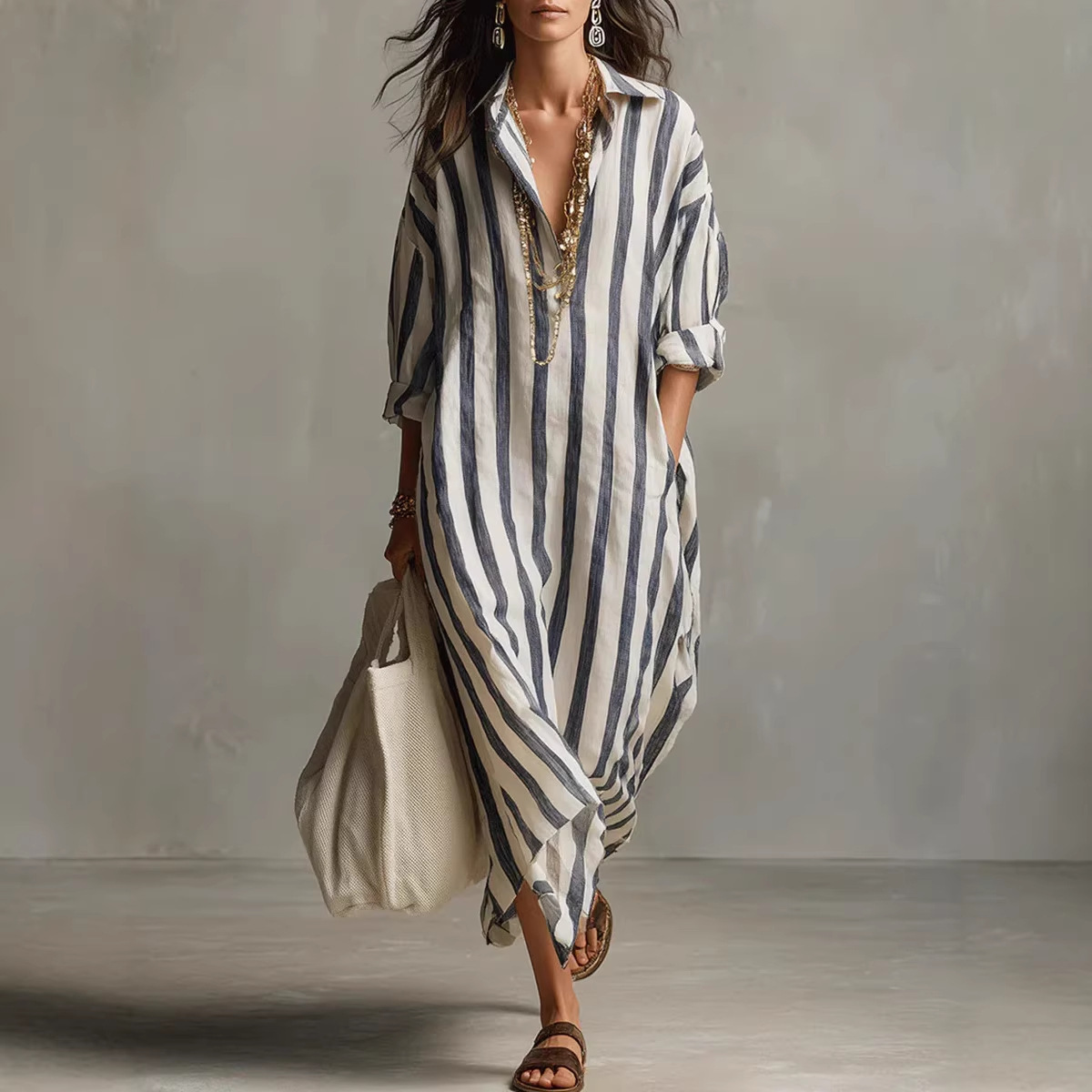 Summer Elegant Turn Down Colla - đánh giá và giá Casual Loose Linen Shirt Dress