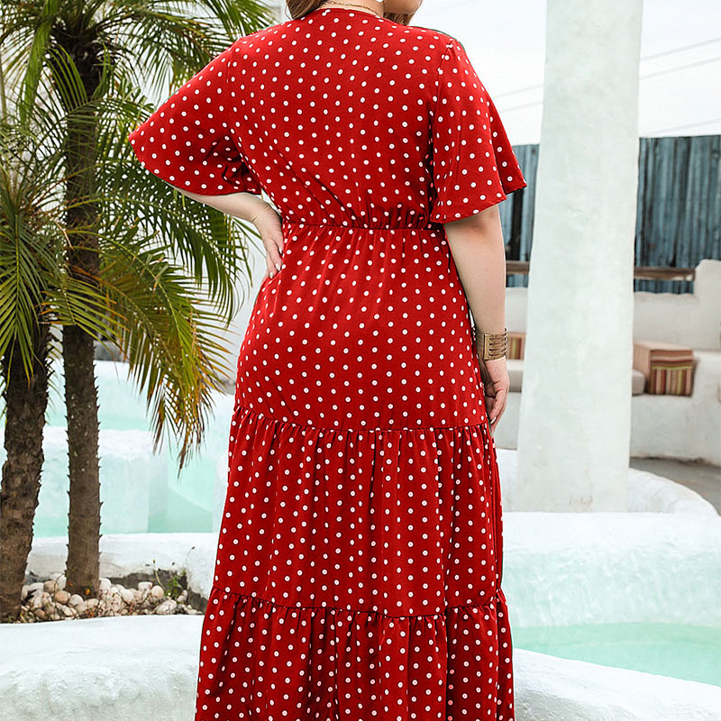 Boho Dot Printed V-Neck Women' - đánh giá và giá Boho Summer Beach Maxi Dress