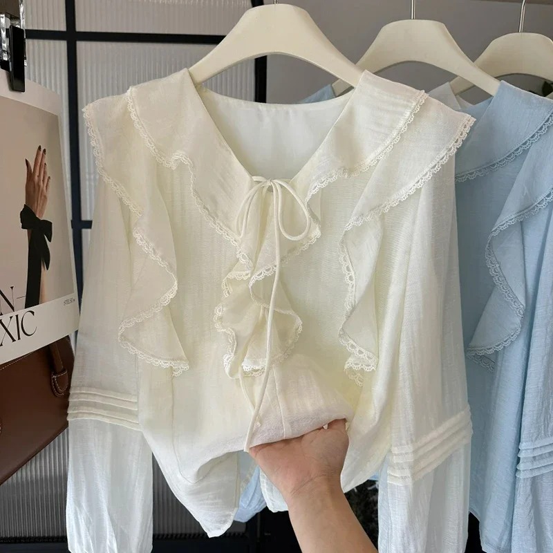 French V-Neck Chic Long Sleeve - đánh giá và giá Blouses