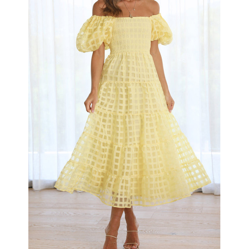 Elegant Off Shoulder Women's S - đánh giá và giá Off Shoulder Puff Sleeve Sundress