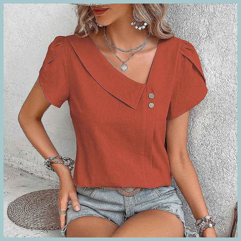 2024 Summer Vintage Solid Colo - đánh giá và giá Blouses
